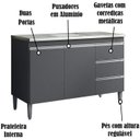 Ver imagem 4 de Balcao Para Pia 97 cm 2 Portas Andreia Cinza REAJL