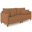 Ver imagem 2 de Sofá 3 Lugares Living 192cm Pé Madeira Zoe Linho Terracota Z08 - Mpozenato