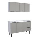 Ver imagem 1 de Cozinha Completa Gabinete Para Pia 140cm e Armário Aéreo Jupter Cozimax Cinza Argila