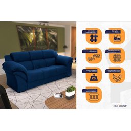 Conjunto Sofá Windsor Velut Azul 3 e 2 Lugares 2,04m e 1,59m - King House - 3