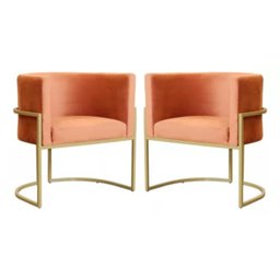 Kit 2 Poltronas Decorativas Base Metal para Sala Jantar Estar Recepção Clínica Consultório Terracota - 1