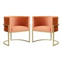 Ver imagem 1 de Kit 2 Poltronas Decorativas Base Metal para Sala Jantar Estar Recepção Clínica Consultório Terracota