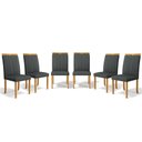 Ver imagem 1 de Kit com 6 Cadeiras Aurora Madeira Maciça Estofadas para Mesa de Jantar Linho Chumbo 406