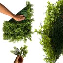 Ver imagem 4 de Kit 16 Placas de Folhagem Artificial Luxo para Jardim Vertical e Parede Moderna