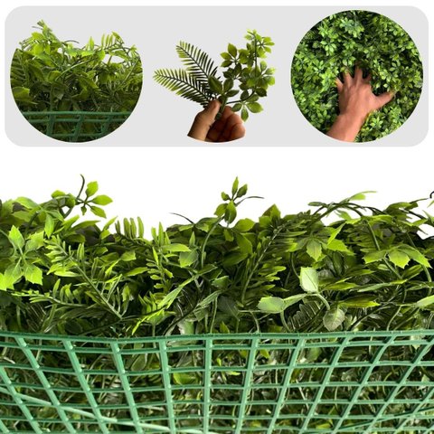 Kit 16 Placas de Folhagem Artificial Luxo para Jardim Vertical e Parede Moderna