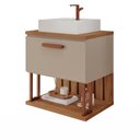 Ver imagem 1 de Gabinete Suspenso para Banheiro com Cuba 60cm em MDF Duna MGM Marrom