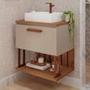 Ver imagem 2 de Gabinete Suspenso para Banheiro com Cuba 60cm em MDF Duna MGM Marrom