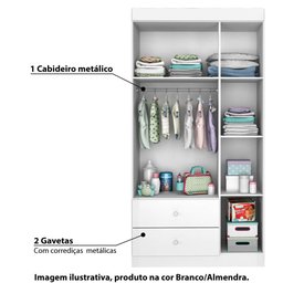 Guarda Roupa Infantil 3 Portas 2 Gavetas Xodó - Branco/Almendra - 3