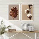 Ver imagem 1 de Kit 2 Quadros Decorativos Flores Modernas Marrom 45x34cm:madeira Preta