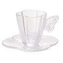 Ver imagem 5 de Kit 4 Xicaras P/ Café 80ml/ 4 Pratos Cristal e Manteigueira Butterfly