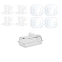 Ver imagem 1 de Kit 4 Xicaras P/ Café 80ml/ 4 Pratos Cristal e Manteigueira Butterfly