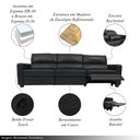 Ver imagem 3 de Sofá Sala de Cinema Elétrico Maldivas Reclinável Retrátil 4 Lugares 281cm Couro Preto G40 - Gran Bel