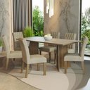 Ver imagem 1 de Conjunto Sala de Jantar Mesa Tampo de Madeira 6 Cadeiras Rustic/crema/imperial Madison Madesa