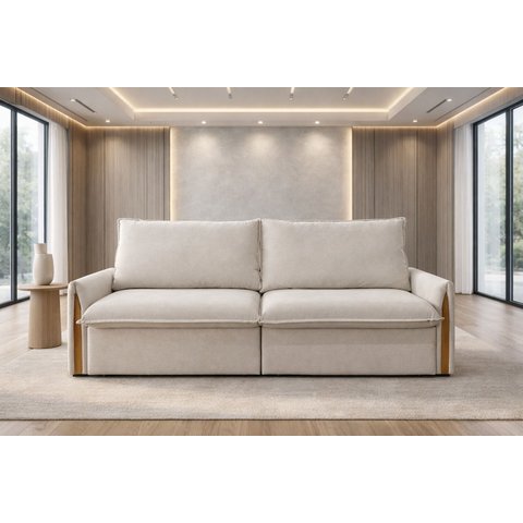 Sofá-cama 160m Retrátil Reclinável Super Confortável Linho Bege Luxo
