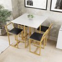 Ver imagem 1 de Conjunto Mesa Branca 4 Cadeiras Pequena Estofado Industrial Dourado Don Castro Decor