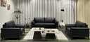 Ver imagem 1 de Sc-2308 Conjunto Internacional Sofá 2,20m+2 Poltronas Preto Material Ecológico Sala Tv Luxo Conforto