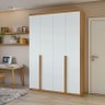 Guarda Roupa Solteiro Ambiente Alonzo 4 Portas Amêndoa Clean Branco - Lopas - 1
