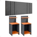 Ver imagem 1 de Kit 2 Mesinhas Cinza/cinamomo Prateleira Nicho Cabeceira Suspensa Cama Box Casal 1,40 Suede - Rpm
