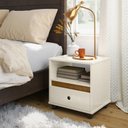 Ver imagem 3 de Mesa de Cabeceira Box com Gaveta e Nicho - Beauty Móveis:off White/freijó