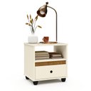 Ver imagem 1 de Mesa de Cabeceira Box com Gaveta e Nicho - Beauty Móveis:off White/freijó