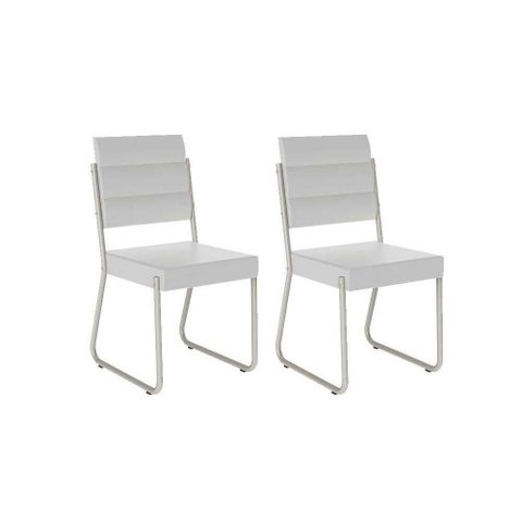 Kit 2 Cadeiras Sala de Jantar 1736 Estrutura MDF-MDP Assento Polipropileno Branco Móveis Carraro