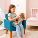 Ver imagem 1 de Mini Poltrona Cadeira Infantil Nina de Criança Suede Azul Claro Pés Palito