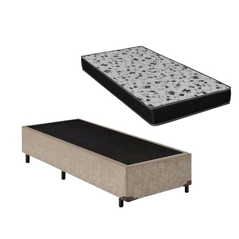 Cama Box Solteirão Bege + Colchão Espuma D33 96x203x26