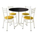 Ver imagem 1 de Mesa de Jantar Redonda 80cm Preta com 4 Cadeiras Estofada Branca