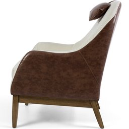 Poltrona Michele Base Madeira Linho Rústico Off White/Corano Marrom - CasaePoltrona - 6