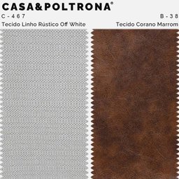 Poltrona Michele Base Madeira Linho Rústico Off White/Corano Marrom - CasaePoltrona - 4