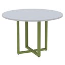 Ver imagem 1 de Mesa de Reunião Redonda P25 Pandin 110 Cm (largura) Tampo Mdp Cinza Pé Aço Tubular Verde Mirô