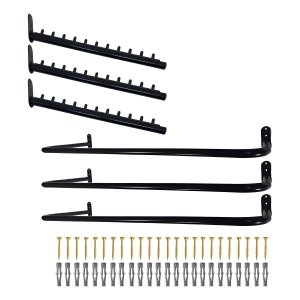 Kit Três Araras Aço Reforçado 1 Metro Lojas Closet + 3 Expositores Inclinados Rt Suporte Resistente
