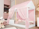 Ver imagem 1 de Cama Montessoriana Infantil Infantil Montessoriana Crystal com Voal Rosa