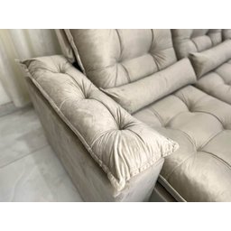 Sofá 3 Lugares Retrátil Reclinável Atenas 2.00m - Bege Veludo - 10