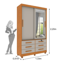 Ver imagem 2 de Guarda Roupa Chicago 2 Portas com Espelho e Pés Móveis Tcil