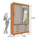 Ver imagem 2 de Guarda Roupa Chicago 2 Portas com Espelho e Pés Móveis Tcil