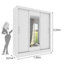 Ver imagem 3 de Guarda Roupa Casal 3 Portas Taiffa 190cm com Espelho Yescasa Branco/Neve