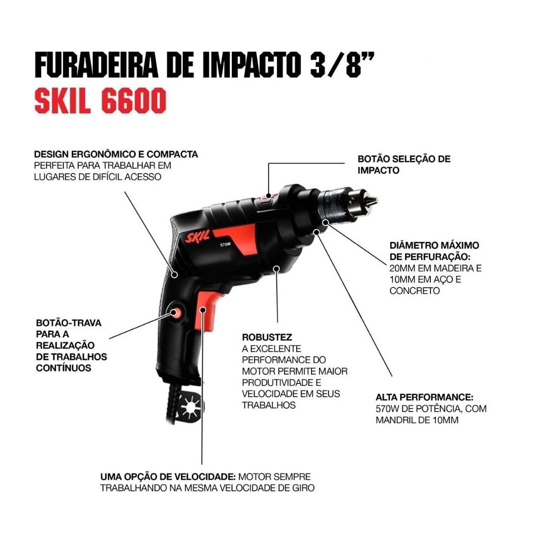 Furadeira de Impacto 127v Mandril 10mm 570w Skil - 7