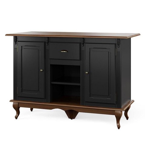 Bancada de Cozinha Ilha Hannover 2 Portas 1 Gaveta MDF 132cm Preta