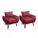 Ver imagem 1 de Kit 02 Poltrona/cadeira Decorativa Glamour com Pés Quadrado Vinho / Bordô