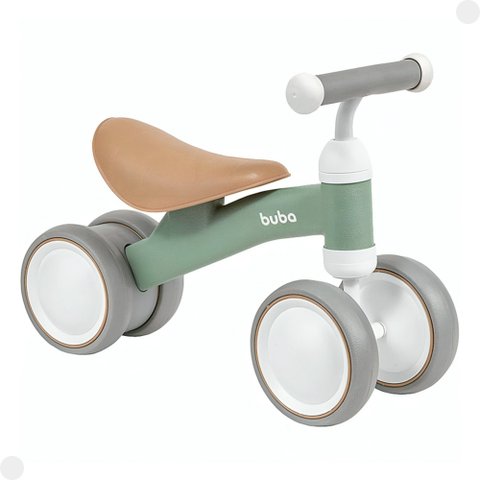 Bicicleta de Equilíbrio Infantil Verde 4 Rodas Buba