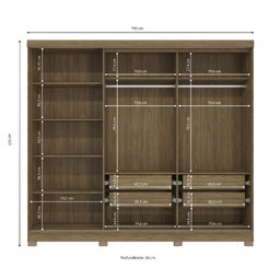Guarda Roupa Casal 5 Portas 4 Gavetas C/espelho e Pés Cb01n564 Kappesberg - Nogueira/verde Oliva - 5