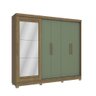 Guarda Roupa Casal 5 Portas 4 Gavetas C/espelho e Pés Cb01n564 Kappesberg - Nogueira/verde Oliva - 2