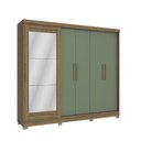 Ver imagem 2 de Guarda Roupa Casal 5 Portas 4 Gavetas C/espelho e Pés Cb01n564 Kappesberg - Nogueira/verde Oliva