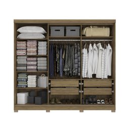 Guarda Roupa Casal 5 Portas 4 Gavetas C/espelho e Pés Cb01n564 Kappesberg - Nogueira/verde Oliva - 3