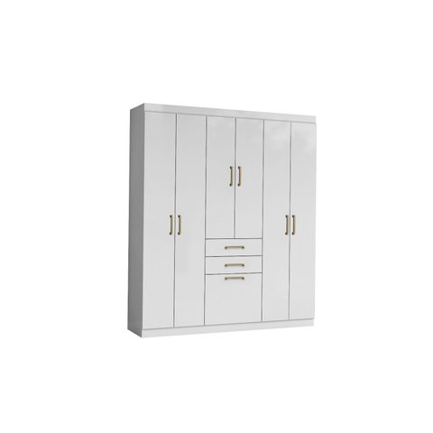 Guarda Roupa 7 Portas 02 Gavetas Casal ou Solteiro Espaçoso Compacto - Branco