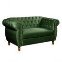 Ver imagem 4 de Sofá Nobreza 2 Lugares 153cm Verde Veludo Bella Decor Estilo Clássico Encosto Capitonê