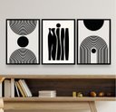 Ver imagem 1 de Kit 3 Quadros Decorativos para Sala Minimalistas 24x18cm - com Vidro:madeira Preta