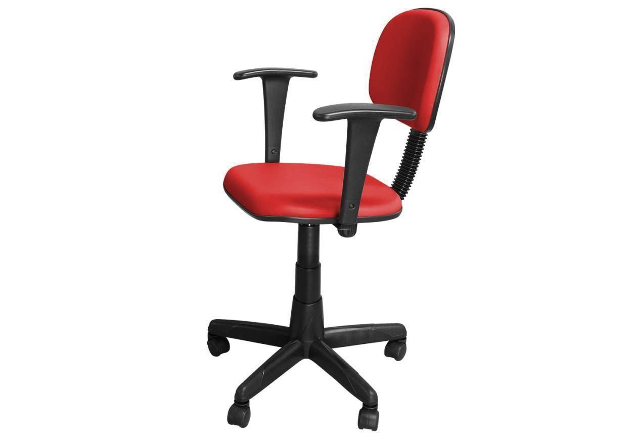 Cadeira de Escritório CS03 Secretária Giratória Braço Fixo - Pethiflex - Vermelho - 4