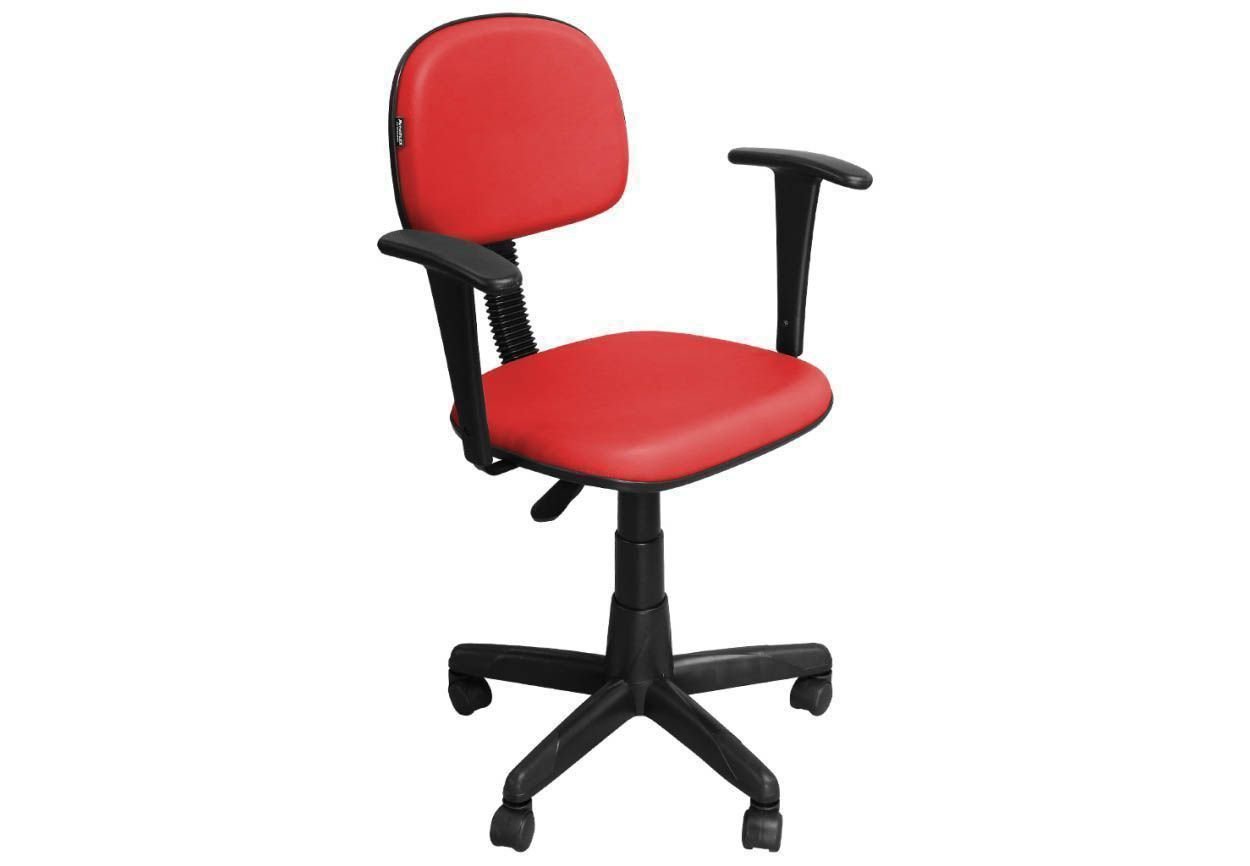 Cadeira de Escritório CS03 Secretária Giratória Braço Fixo - Pethiflex - Vermelho - 1